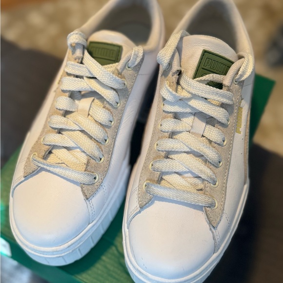 Puma Mayze Gentle White and Dusty Green Sneakers - Picture 3 of 9